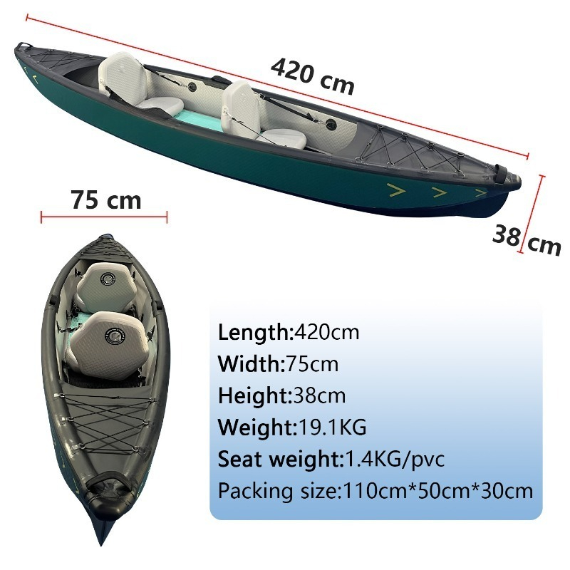 新設計4.2mポータブルインフレータブルカヤックカヌー、強化 - Fishing Boat Inflatable のレビューと価格